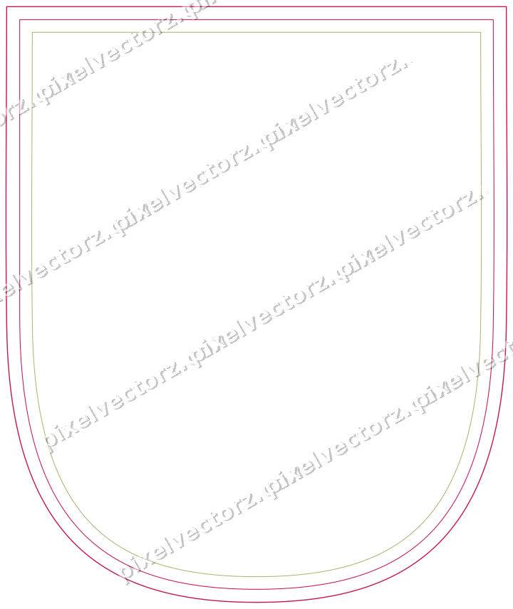 Decorative line art frame in lime and pink with shield