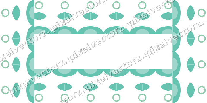 Decorative picture frame border in green and teal with ring chain