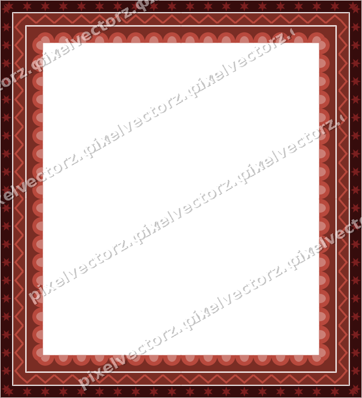 Decorative picture frame border in dark red and dark green with zigzag