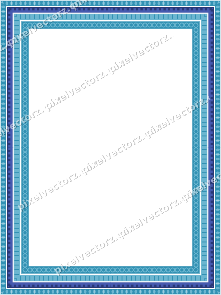 Decorative picture frame border in blue and cyan with step band