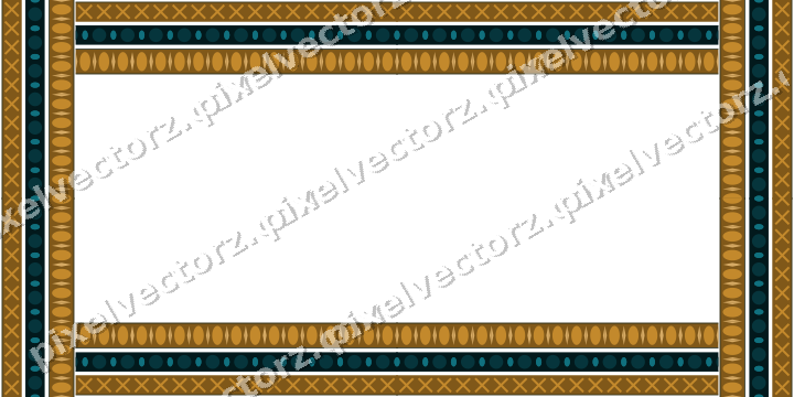 Decorative picture frame border in amber and dark teal with cross band
