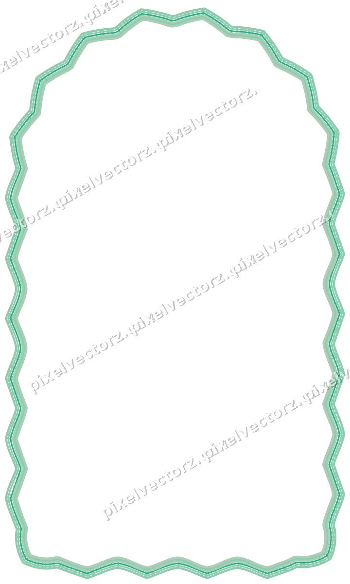 Decorative line art frame in green and teal with label plaque