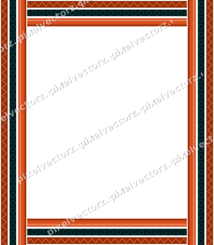 Decorative picture frame border in orange and teal with zigzag