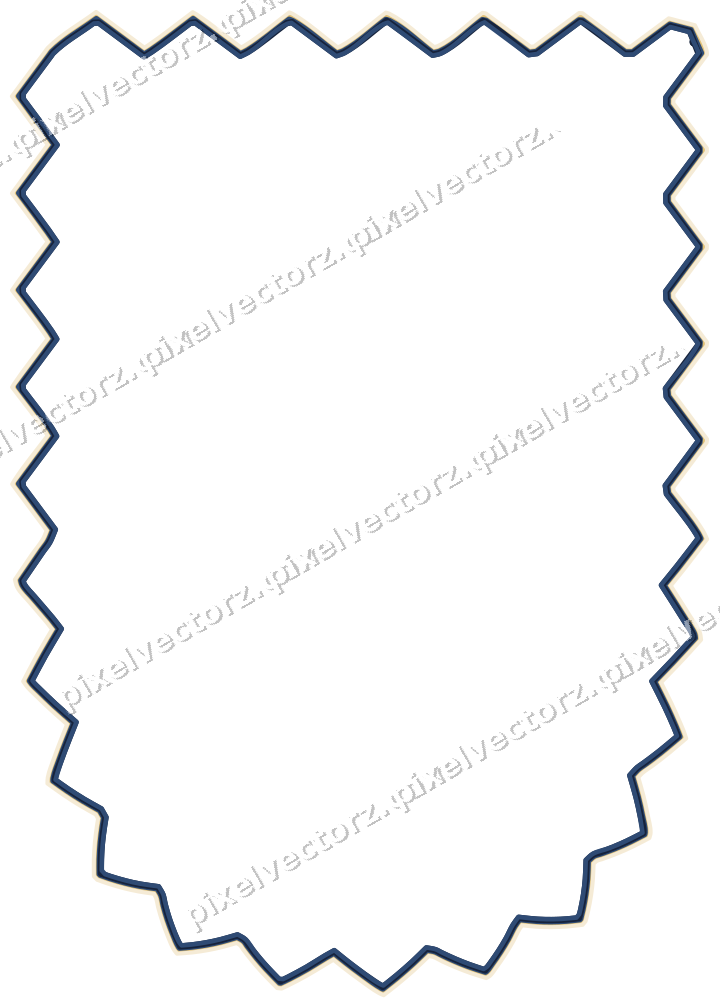Decorative line art frame in dark blue and amber with shield
