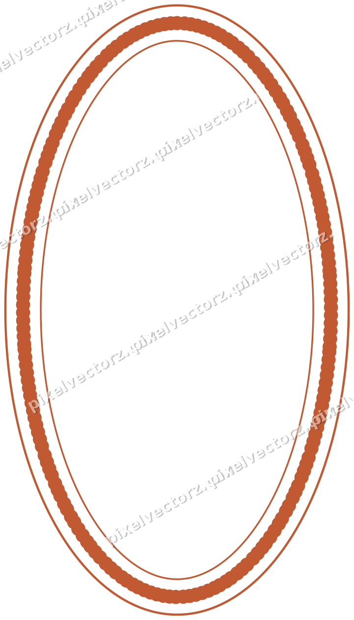 Decorative line art frame in orange and amber with oval