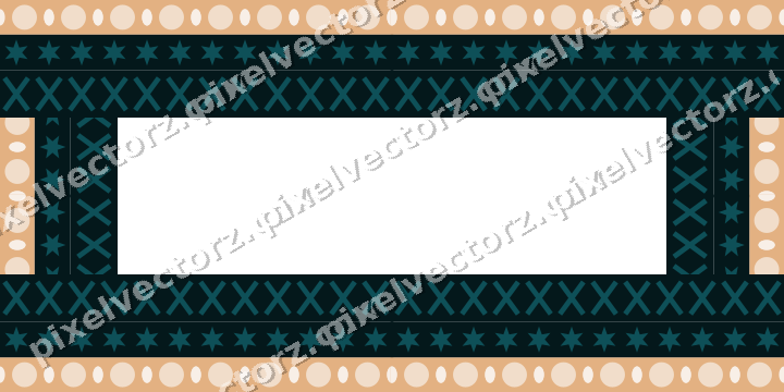 Decorative picture frame border in dark teal and orange with star band