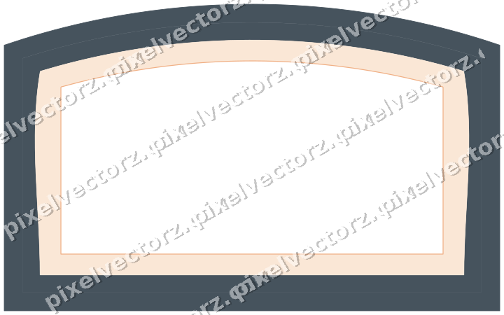 Decorative line art frame in blue and orange with label plaque