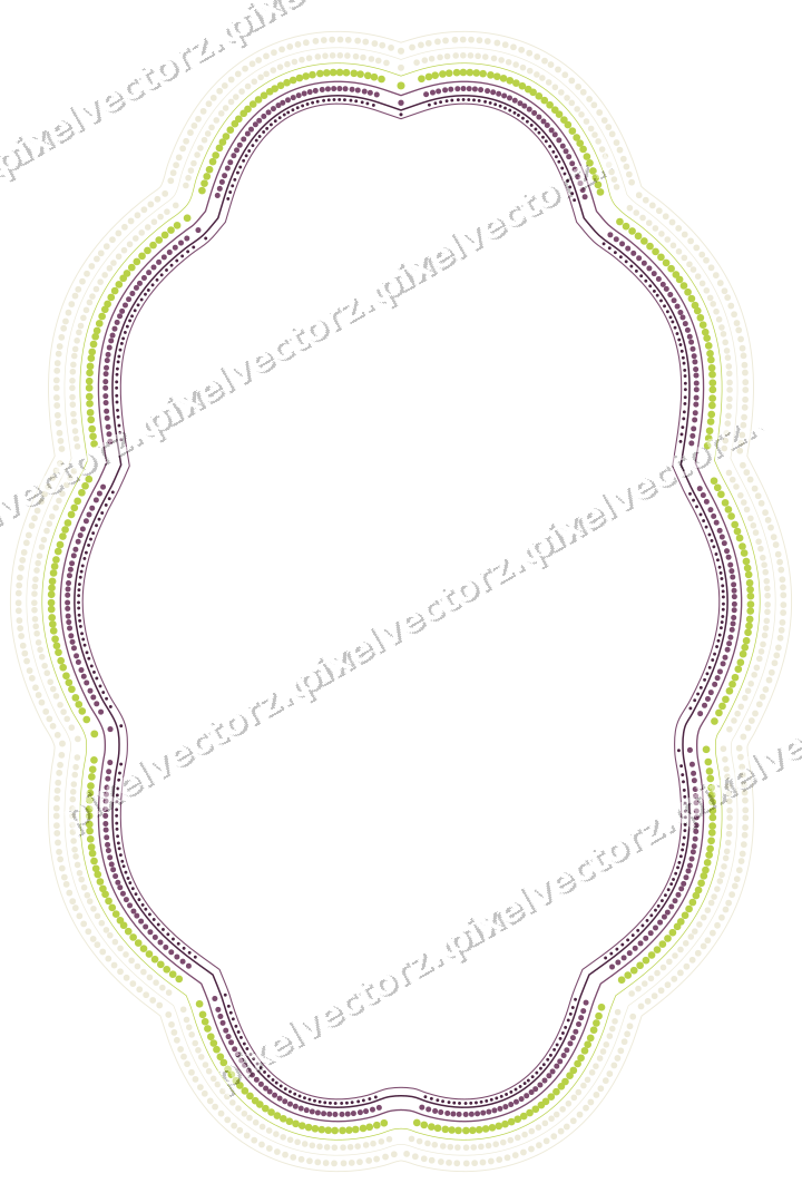 Decorative line art frame in dark magenta and lime with oval