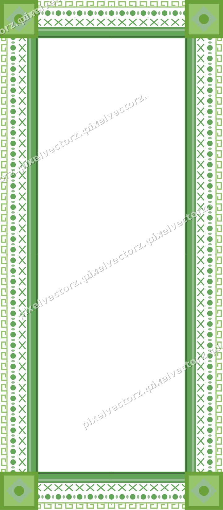 Decorative picture frame border in lime and yellow with greek key