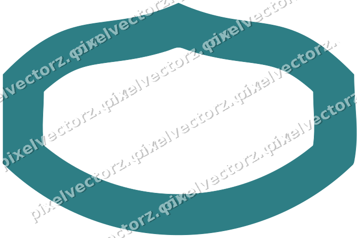 Decorative line art frame in dark teal and orange with label plaque