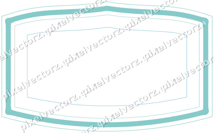Decorative line art frame in blue and cyan with label plaque