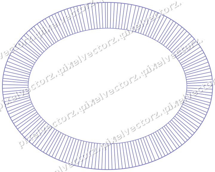 Decorative line art frame in purple and blue with oval and hatching