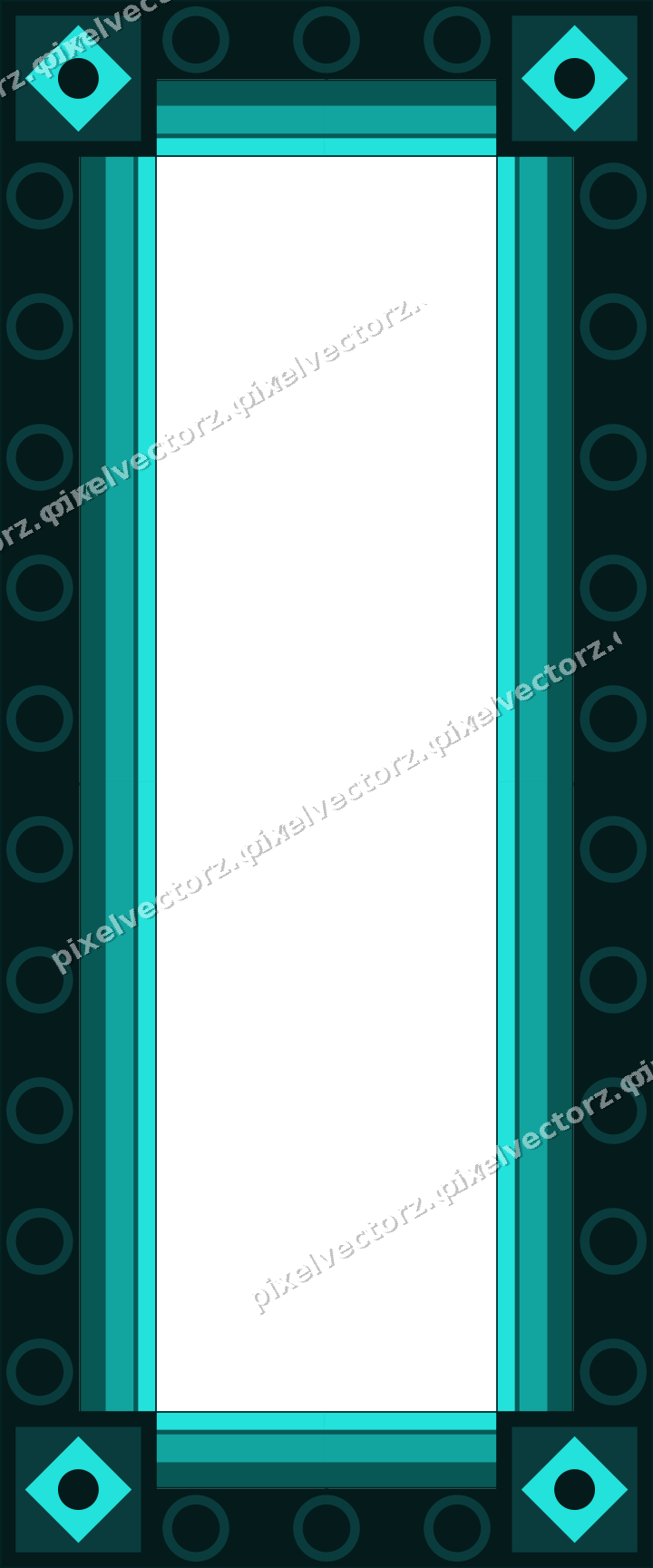 Decorative picture frame border in orange and teal with ring chain