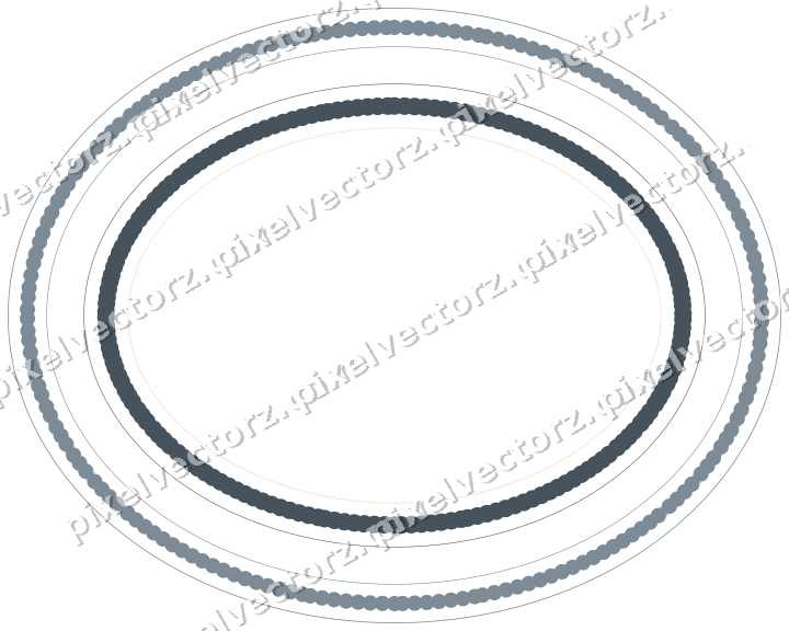 Decorative line art frame in blue and orange with oval and beaded line