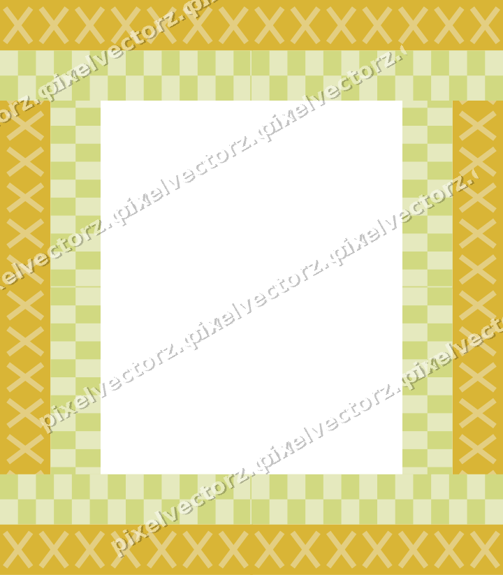 Decorative picture frame border in lime and yellow with cross band