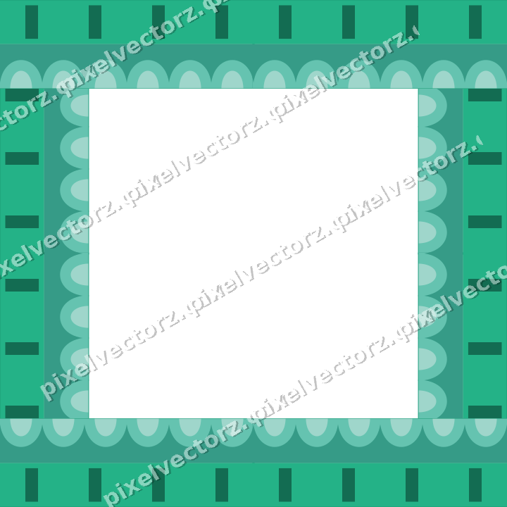 Decorative picture frame border in green and teal with scale band