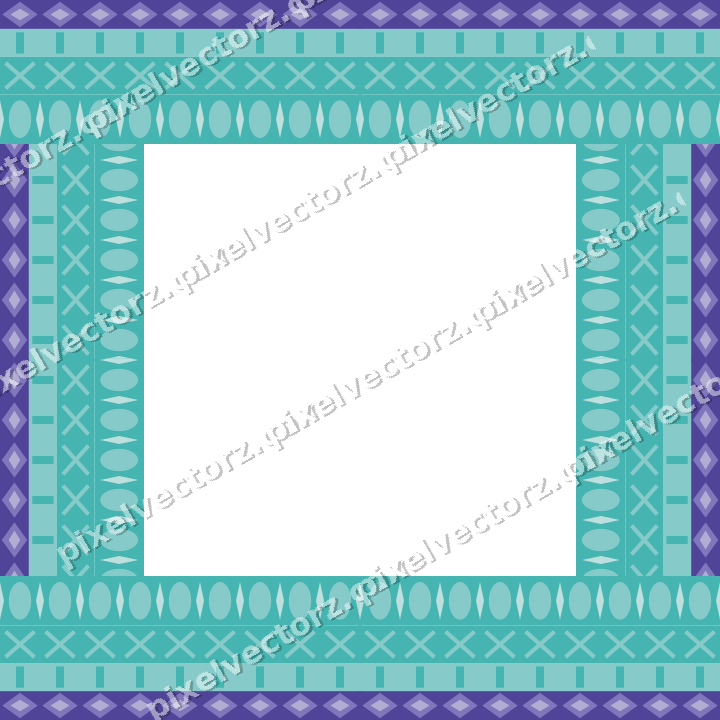 Decorative picture frame border in blue and cyan with diamond band