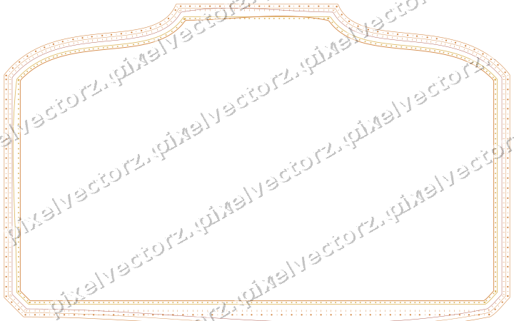 Decorative line art frame in orange and amber with label plaque
