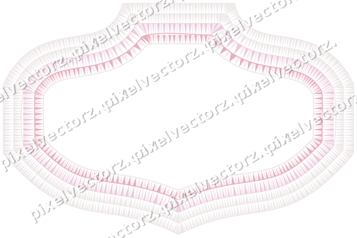 Decorative line art frame in pale pink and pale red with label plaque