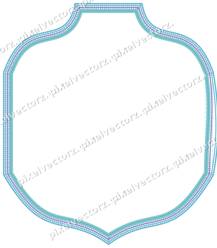 Decorative line art frame in blue and cyan with label plaque