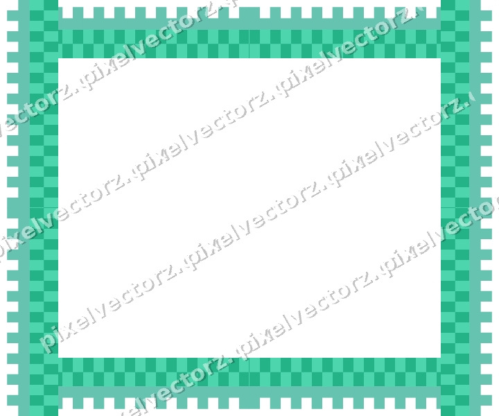 Decorative picture frame border in green and teal with step band