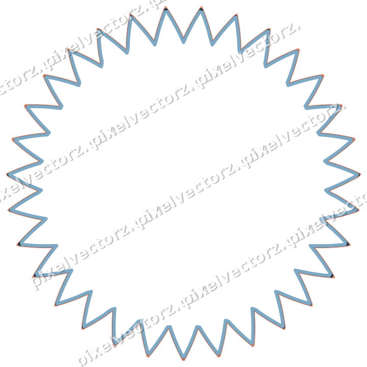 Decorative line art frame in orange and cyan with oval and zigzag edge