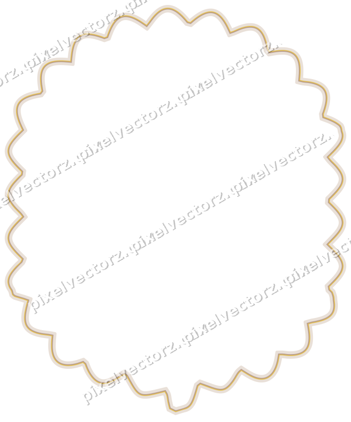 Decorative line art frame in amber and pale orange with label plaque