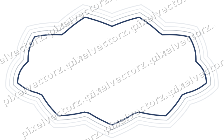 Decorative line art frame in dark blue and white with oval