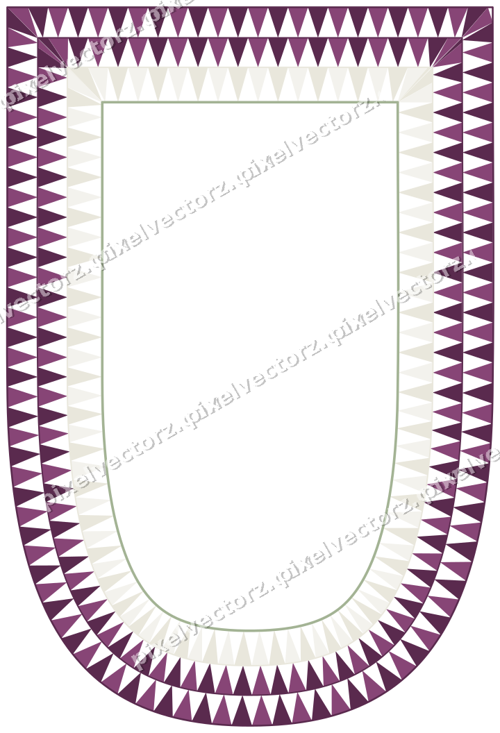 Decorative line art frame in dark magenta and lime with shield