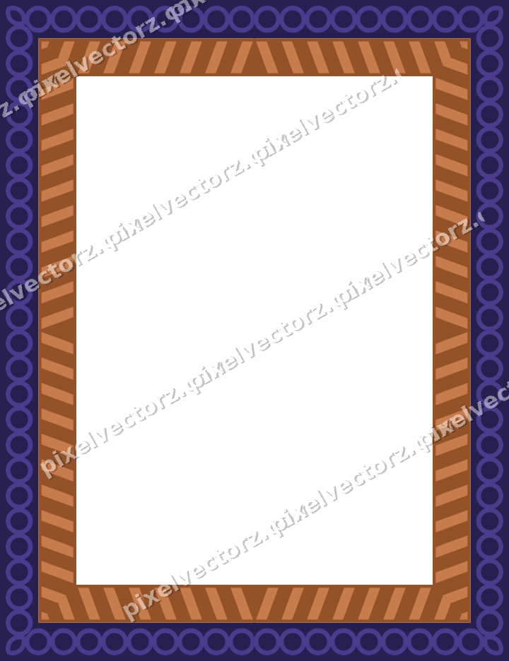 Decorative picture frame border in orange and blue with ring chain
