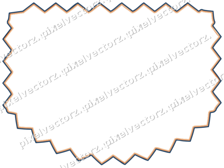 Decorative line art frame in dark blue and orange with label plaque