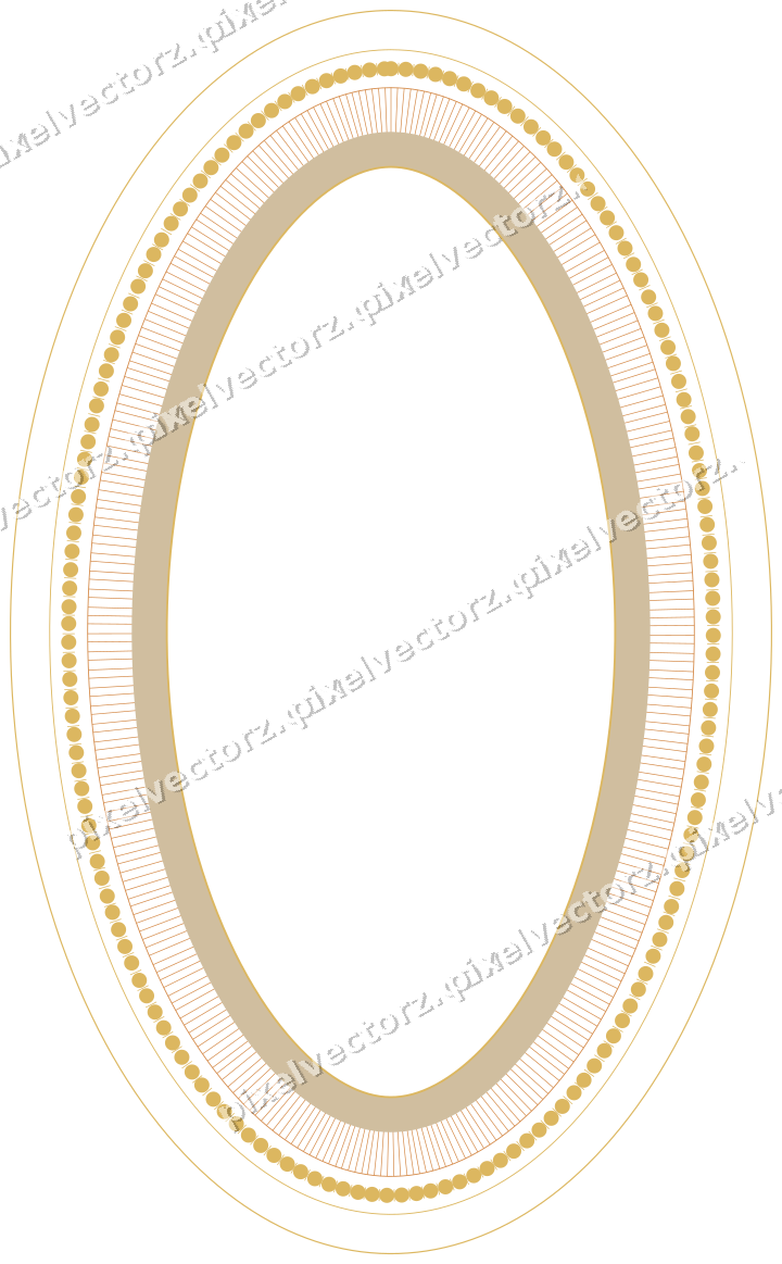 Decorative line art frame in orange and amber with oval