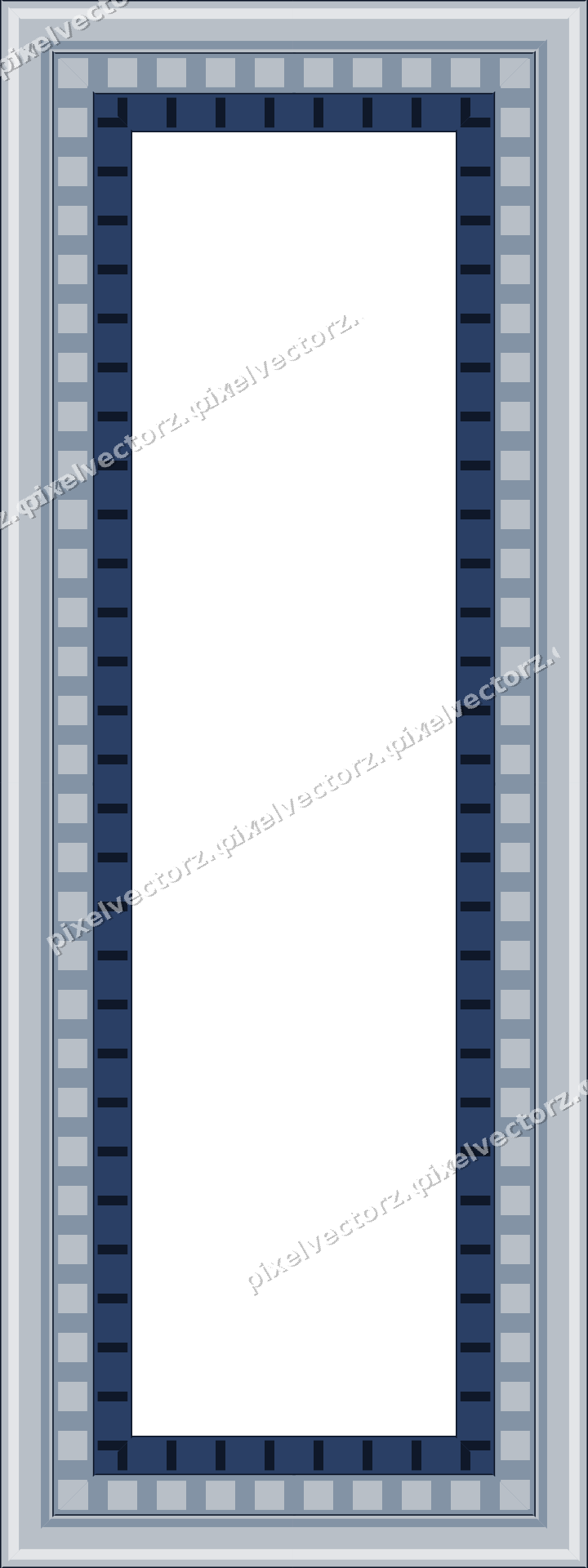Decorative picture frame border in dark blue and white with dentil