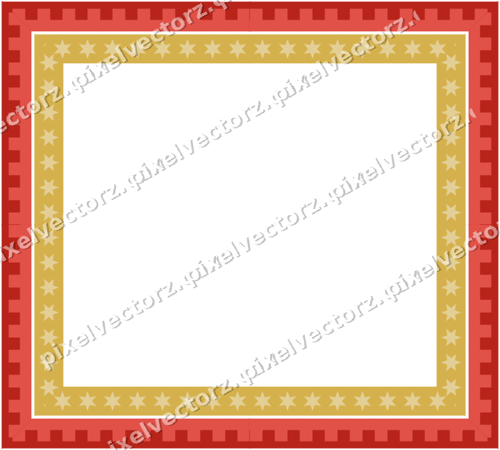 Decorative picture frame border in red and orange with step band