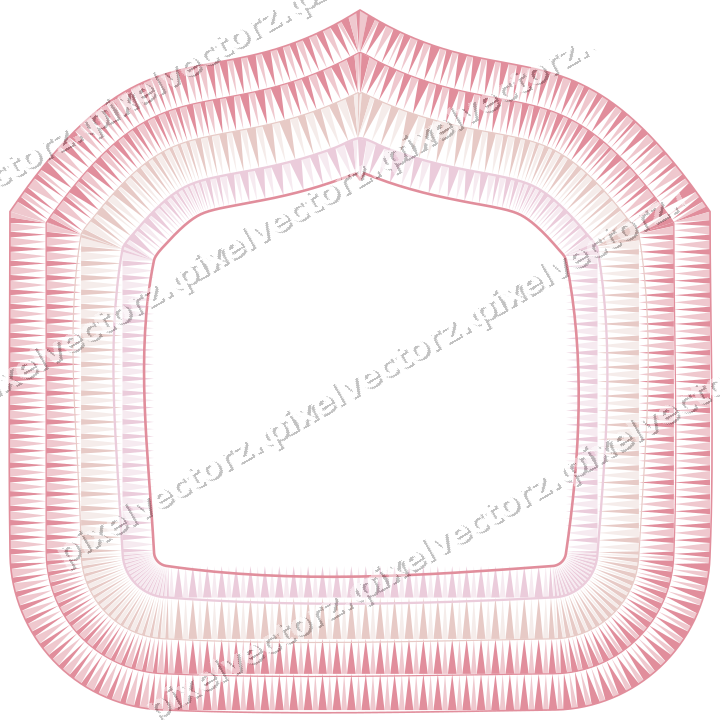Decorative line art frame in pale pink and pale red with label plaque