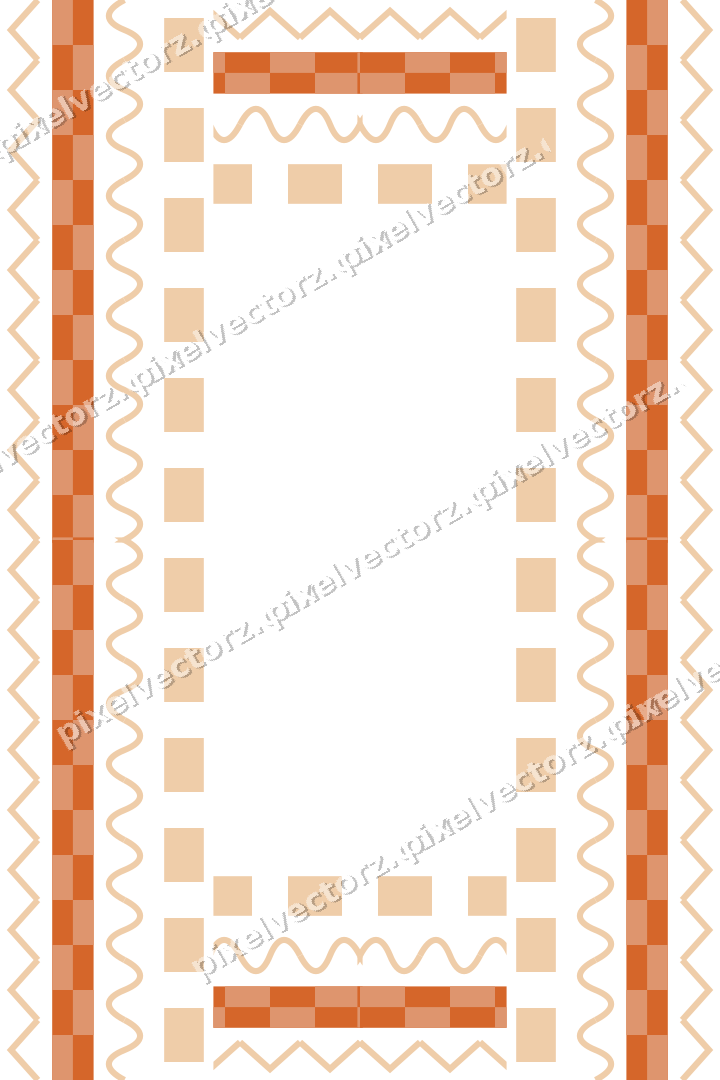 Decorative picture frame border in dark blue and orange with zigzag
