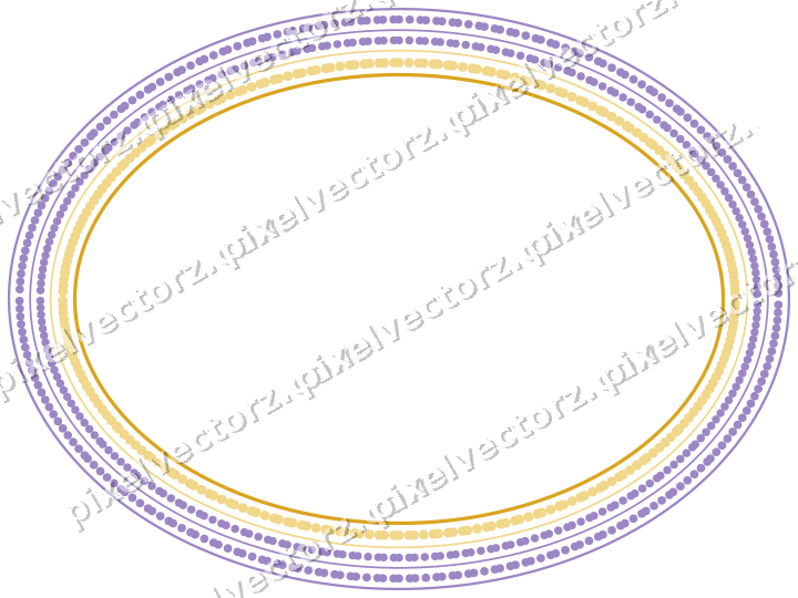 Decorative line art frame in amber and purple with oval