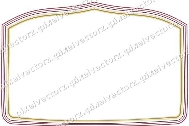 Decorative line art frame in dark pink and red with label plaque