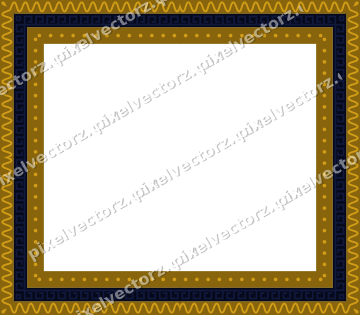 Decorative picture frame border in amber and blue with wave band