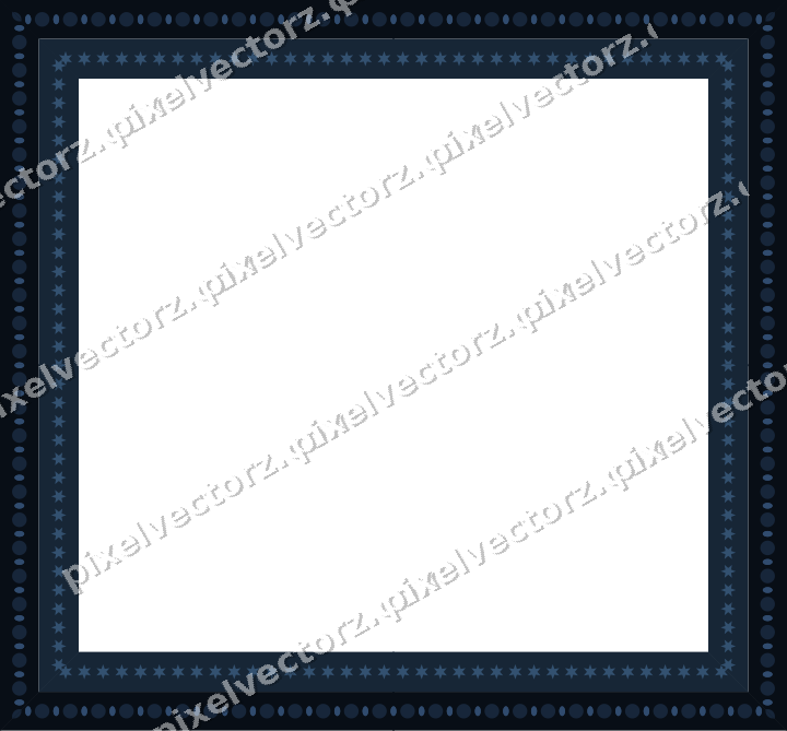 Decorative picture frame border in dark blue and orange with star band