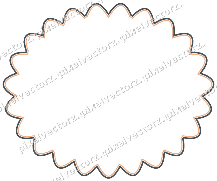 Decorative line art frame in blue and orange with oval