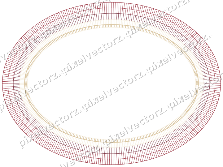 Decorative line art frame in dark pink and red with oval and hatching
