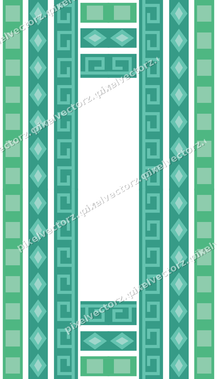 Decorative picture frame border in green and teal with dentil