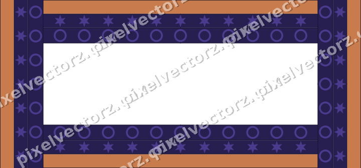 Decorative picture frame border in orange and blue with star band