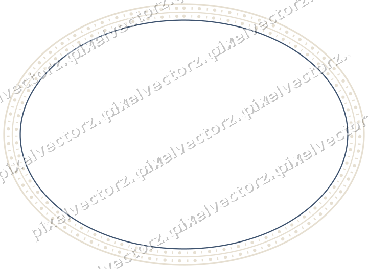 Decorative line art frame in amber and green with oval and beaded line