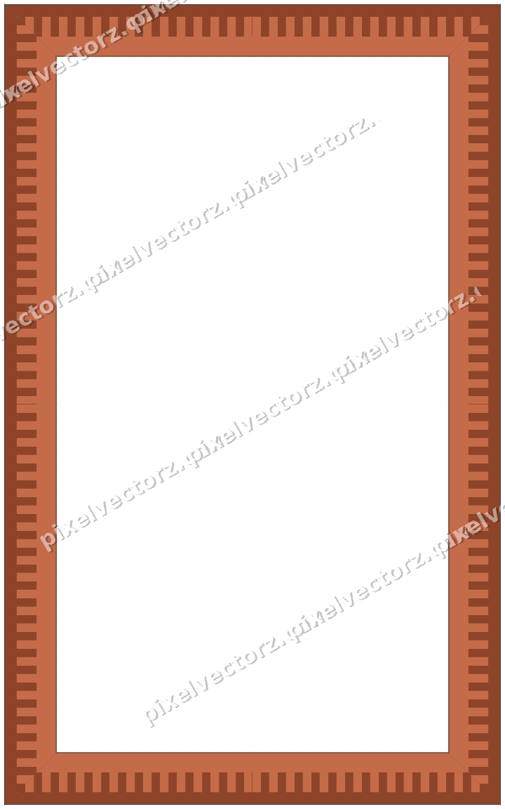 Decorative picture frame border in dark teal and orange with step band
