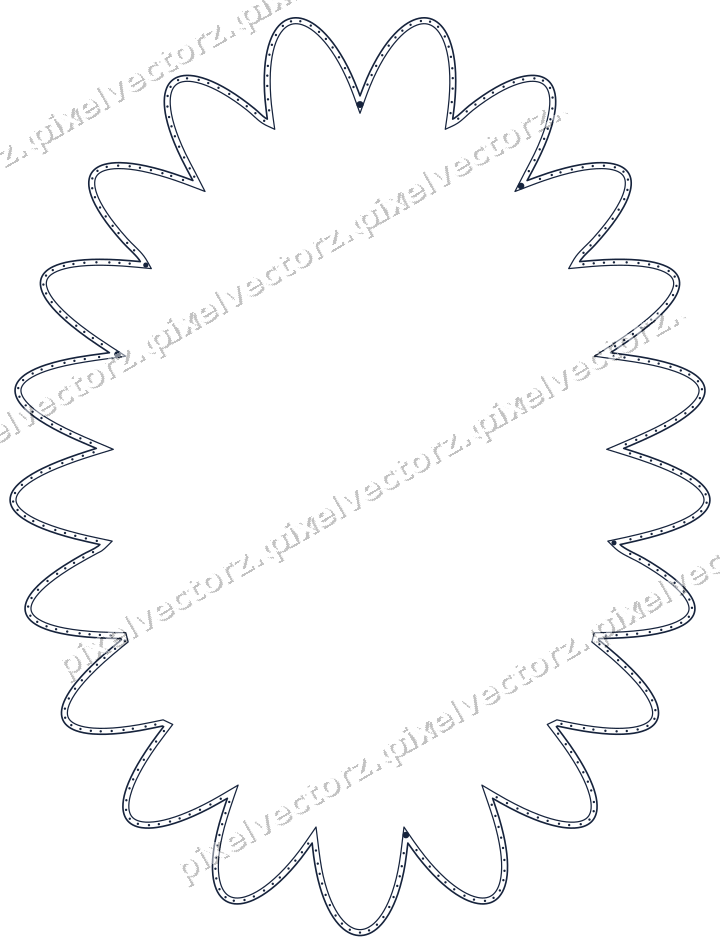 Decorative line art frame in dark blue and amber with oval