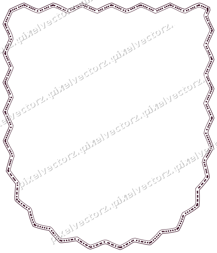 Decorative line art frame in lime and pink with shield and zigzag edge