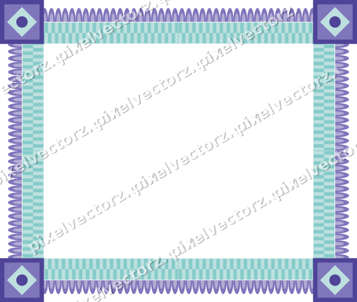 Decorative picture frame border in blue and cyan with scale band