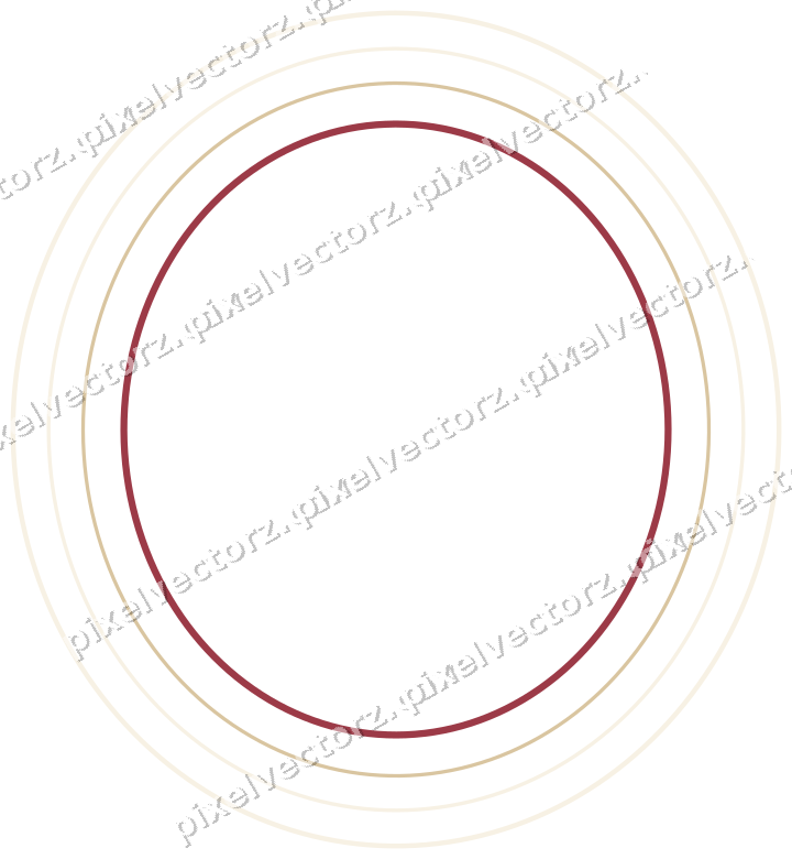 Decorative line art frame in dark pink and red with oval